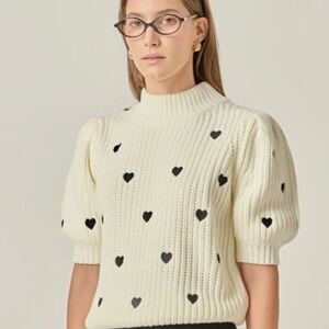 English Factory Embroidered Heart Sweater